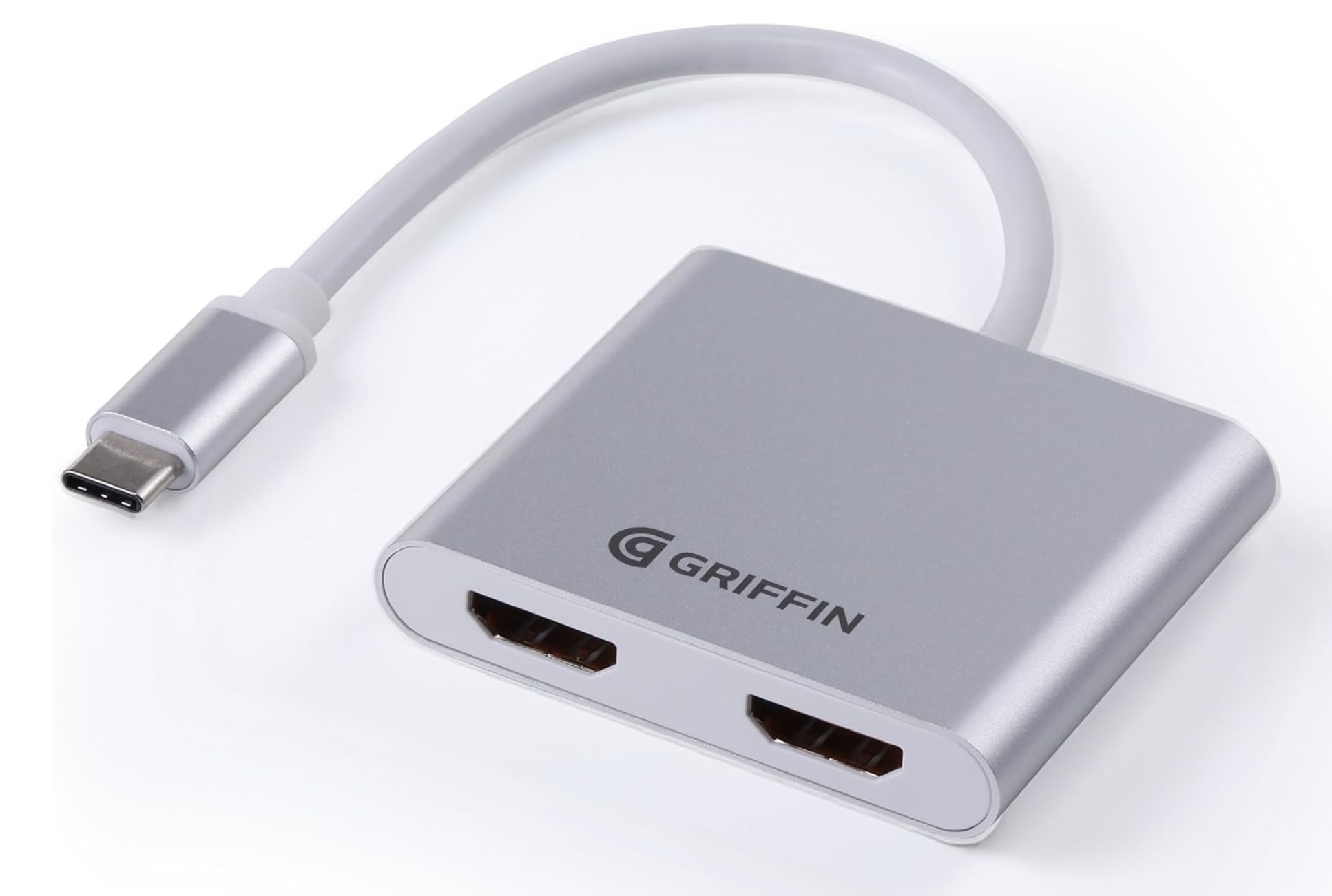 Griffin 4-in-1 Hub, USB C Hub Multiport Adapter with USB 3.0, Dual 4K HDMI Adapter for Laptop, MacBook, and More, 100W Power Delivery 